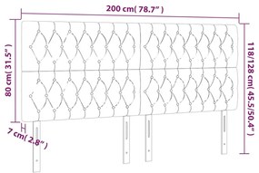 sötétzöld bársony LED-es fejtámla 200x7x118/128 cm