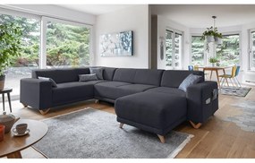 Antracitszürke kinyitható-tárolóhelyes sarokkanapé (bal oldali-U alakú) Classy Sophie – Miuform