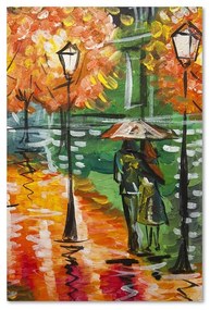 Gario Vászonkép Esos osz az úton lámpásokkal Méret: 70 x 100 cm, Kivitelezés: Vászonkép