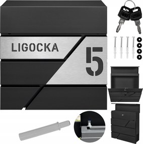 Antracit Modern Postaláda Laminált Levelekhez Nagy Cím