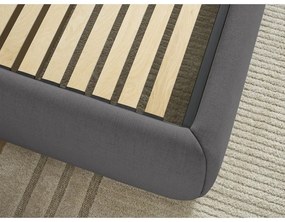 Sötétszürke kárpitozott ágyneműtartós-ágytámla nélkül franciaágy ágyráccsal 180x200 cm Inera – Bobochic Paris