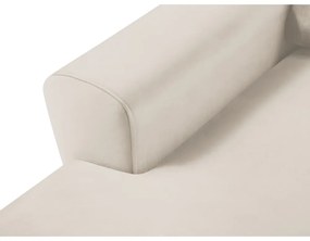 Bézs bársony kinyitható tárolóhelyes sarokkanapé (bal oldali-heverő résszel) Kyoto – Cosmopolitan Design