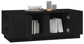 Fekete tömör fenyőfa dohányzóasztal 110x50x40 cm
