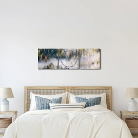 Fák képe a ködben (órával) (90x30 cm)