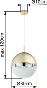 Globo 15857 Függeszték metál arany, üveg átlátszó,arany, ø: 300, Foglalat típusa:1xE27 60W 230V