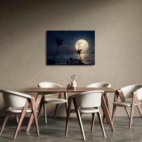 Üveg kép - Strand teliholddal (70x50 cm)
