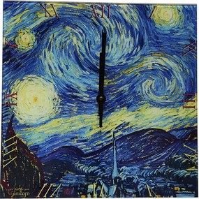 Üveg falióra szögletes 30x30cm, Van Gogh: Csillagos éj