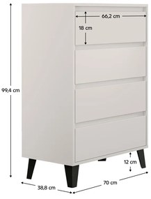 BOGAN 4S70 komód, fehér