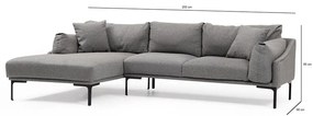 Leo szürke sarokkanapé, bal oldali - Artie