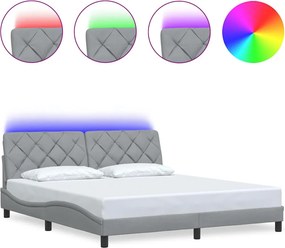 vidaXL világosszürke szövet ágykeret LED-es matrac nélkül 180 x 200 cm