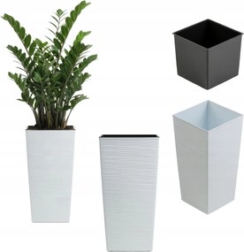 Magas Virágtartó Fehér Slim véső terasz erkély virág téglalap alakú betéttel