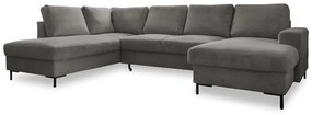 Szürke kordbársony kinyitható sarokkanapé (bal oldali) Lofty Lilly – Miuform