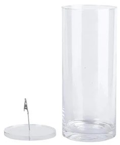 Henger alakú üveg váza, vízbe merülő virágoknak, 30 cm