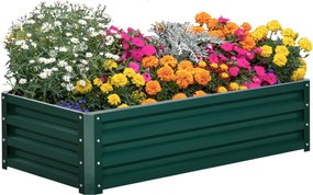 Outsunny Emelt Horganyzott Acél Virágtartó Városi Kert Növények, Virágok, Fűszernövények Növesztésére Kültéri Téglalap Formájú Virágtartó Nyitott Aljz
