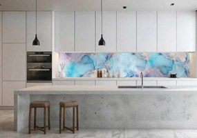Wallplex konyhahátfal Light Blue Marble (Méret: 60x180)
