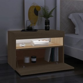 2 db sonoma tölgy színű TV-szekrény LED-lámpákkal 60x35x40 cm