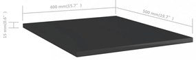 8 db magasfényű fekete szerelt fa könyvespolc 40 x 50 x 1,5 cm