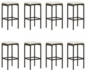 9 részes barna polyrattan kerti bárszett párnákkal