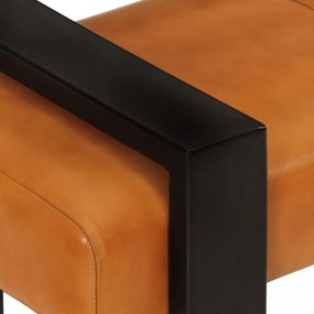 fekete-barna valódi kecskebőr pad 110 cm