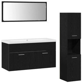 Fürdőszobai bútorkészlet 4 pcs Fekete tölgy 90 x 38.5 x 46 cm