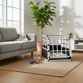 BRUNO kutyaszállító box, 70x54x51cm, ezüst/fekete Cadoca