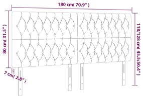 sötétszürke szövet LED-es fejtámla 180x7x118/128 cm