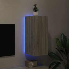 szürke sonoma színű fali TV-szekrény LED-ekkel 30,5x35x70 cm