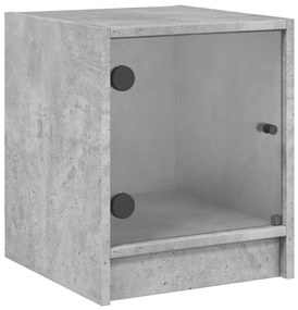 2 db betonszürke éjjeliszekrény üvegajtókkal 35 x 37 x 42 cm