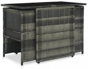 3-részes szürke polyrattan bisztrószett párnákkal