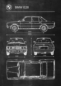 Poszter Bmw E28 Retro Patent Poster