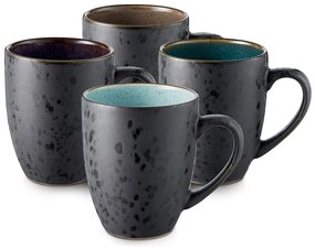 Fekete-sötétkék kerámia bögre szett 4 db-os 300 ml Gastro Black/Mix – Bitz