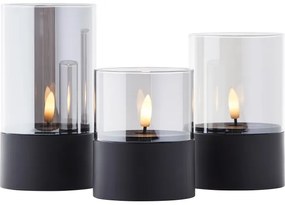 Brilliant - 3 darabos BOUGIE LED gyertya szett LED/2xAA IP44, fekete/füstszínű