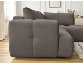 Szürkésbarna kinyitható-tárolóhelyes sarokkanapé (jobb oldali-L alakú) Fuji – Bobochic Paris