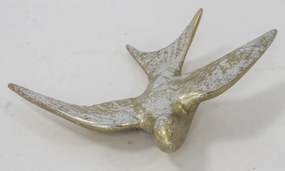 Koptatott fém fecske faldekoráció patinás óarany 17x14x3cm