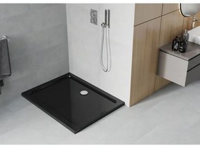 Mexen SLIM - Négyszögletű zuhanytálca 100x90x5cm + króm szifon, fekete, 40709010