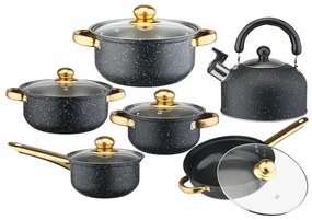 12 részes inox edénykészlet teáskannával fekete G31