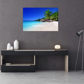 Kép a strandról a Praslin szigeten (90x60 cm)