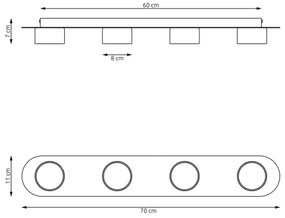 Mennyezeti lámpa DIAZ 4xGX53/12W/230V fekete