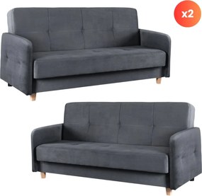 Zestaw 2x Sofa Rozkładana CUBA Szara
