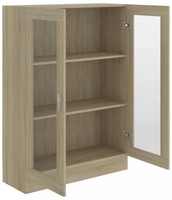 sonoma tölgy színű szerelt fa vitrinszekrény 82,5x30,5x115 cm