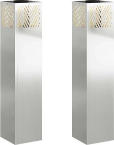 vidaXL Napelemmel működő LED ösvény világítás 2 pcs Ezüst Galvanizált