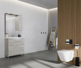 Rubino 85cm-es két ajtós, két fiókos fürdőszobaszekrény polccal szürke tölgy + mosdó