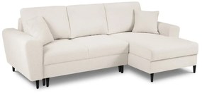 Bézs buklé kinyitható tárolóhelyes sarokkanapé (jobb oldali-heverő résszel) Kyoto – Cosmopolitan Design