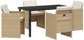 vidaXL Kert étkező szett 5 pcs Bézs polirattan