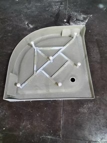 Stuxi Genova 90x90 cm íves két tolóajtós fehér hátfalas zuhanykabin 5 mm üveggel zuhanytálcával és csapteleppel