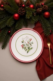 6 részes karácsonyi kerámia desszerttányér készlet Xmas Leaf