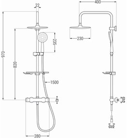 Mexen KT67 zuhanygarnitúra termosztatikus csaptelep Kai, króm, 771506793-00