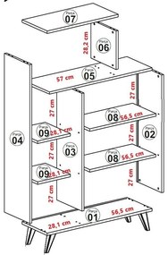 Form Cream és Walnut könyvespolc