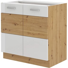 Alsó konyhaszekrény Arryn 80 D 2F BB (artisan tölgy + fehér fényes). 1024671