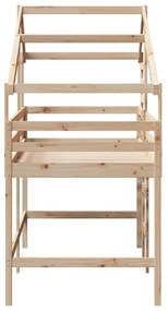 tömör fenyőfa galériaágy létrával és tetővel 90 x 200 cm